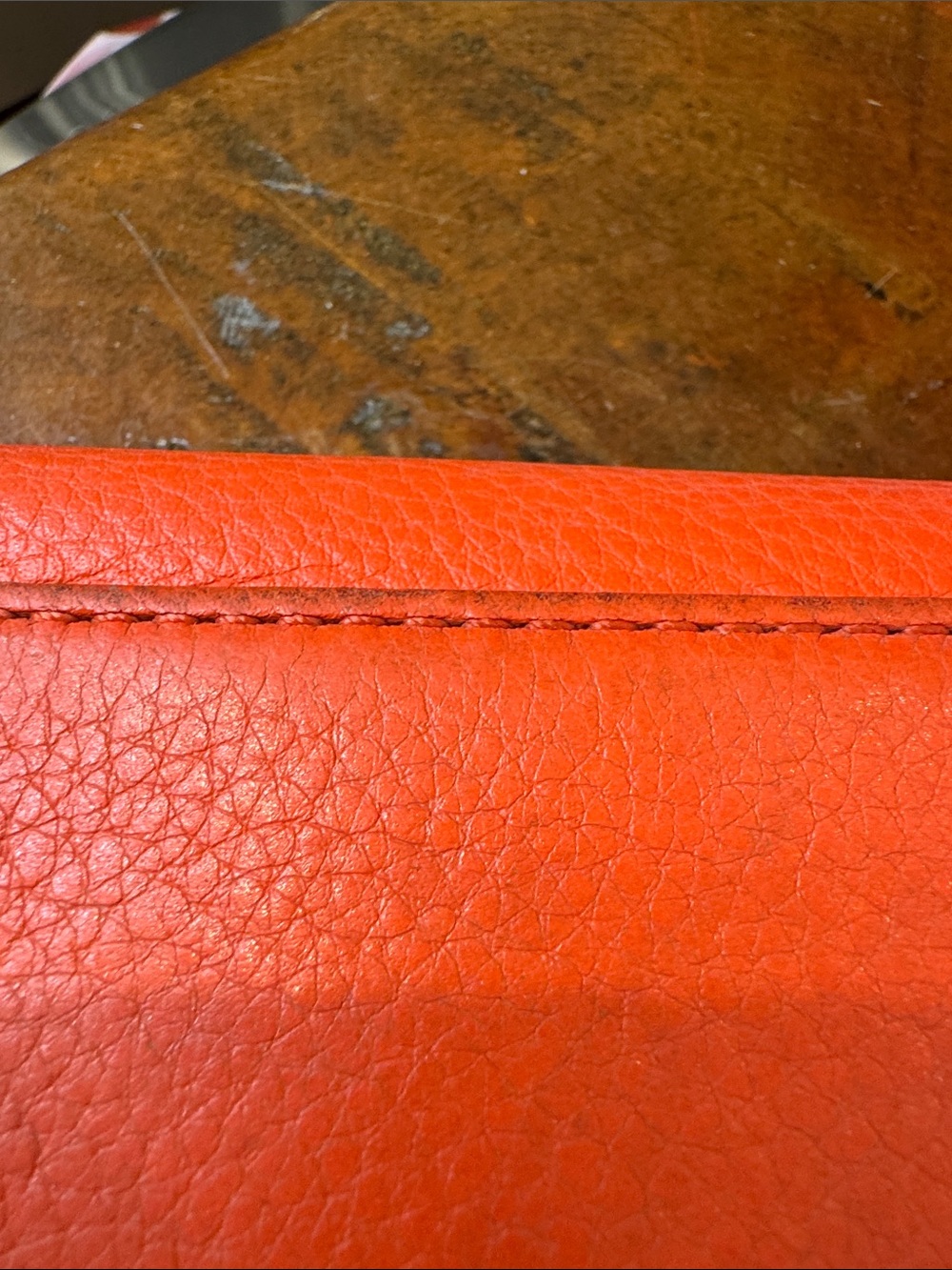 Marc Jacobs Orange Leather Flap Wallet with Logo Plaque - Picture 4 of 15